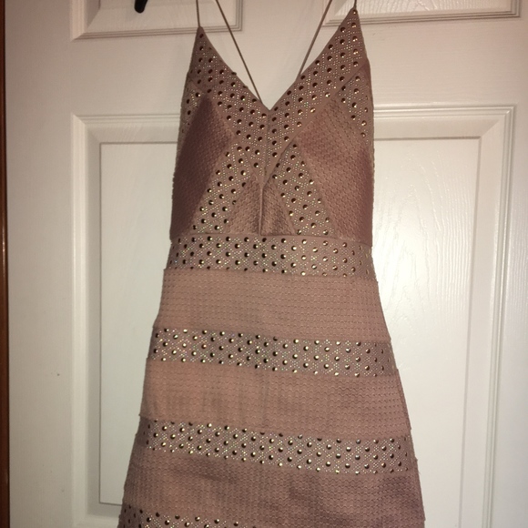 Pink with gold dot detailing cocktail dress size 2 - Picture 2 of 3